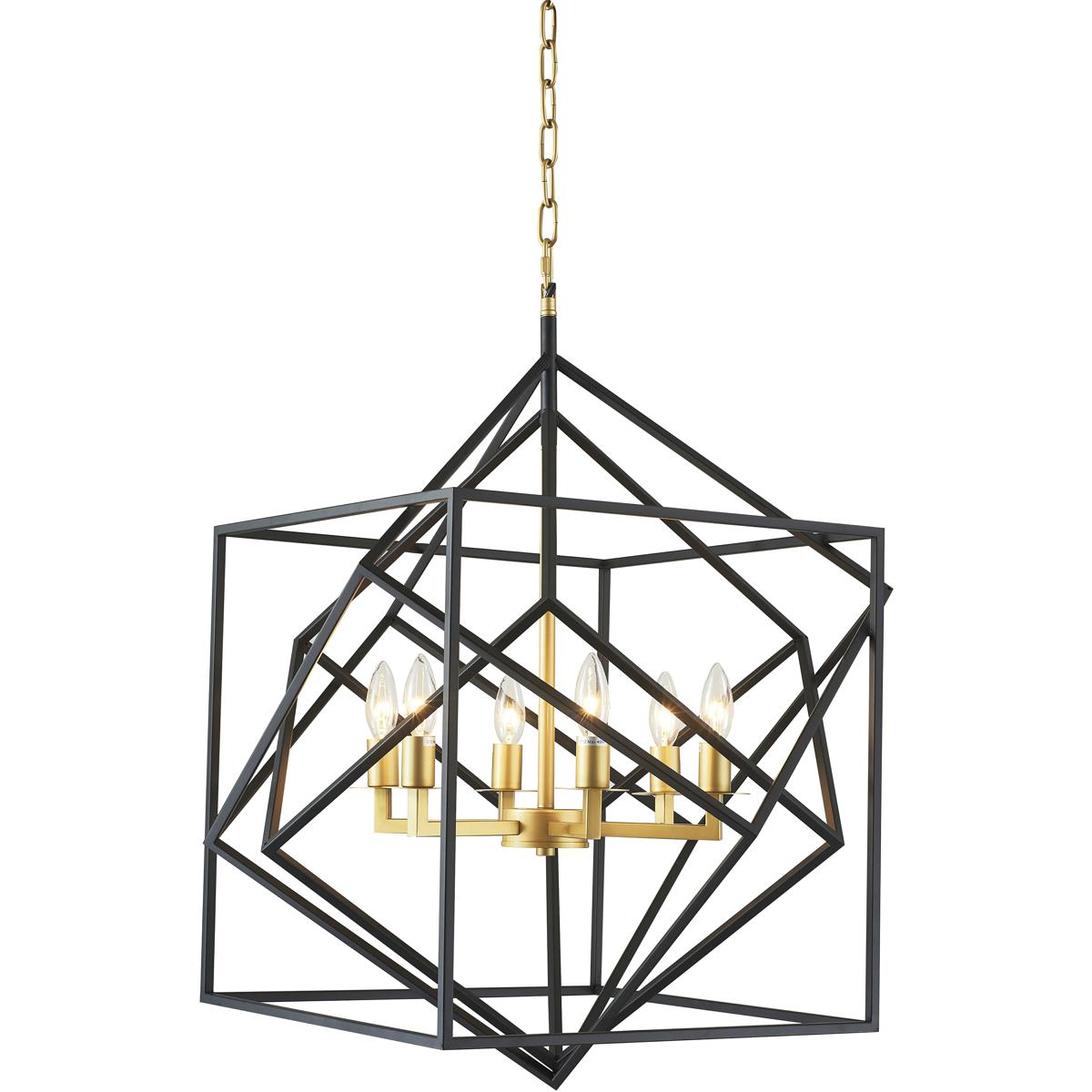 Bethel International KJ03BLK Canada 6 Light 26 inch Black Chandelier Ceiling Light