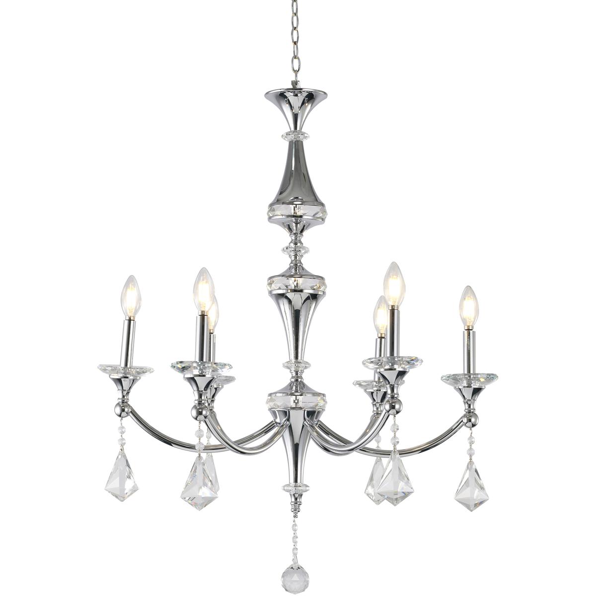 Bethel International LA44C27CH Canada 6 Light 27 inch Chrome Chandelier Ceiling Light