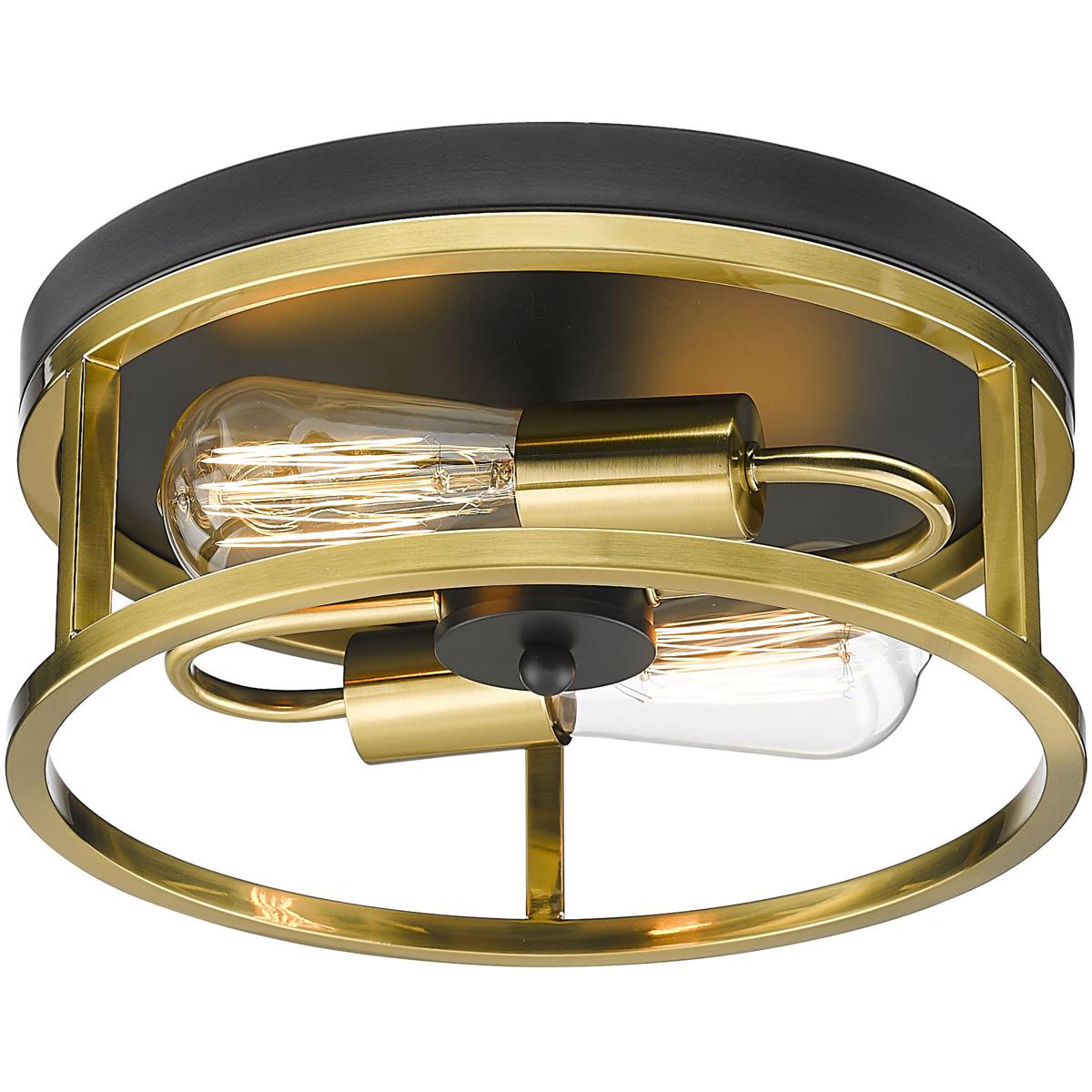 Lighting New York R-YS2180C12BGD Bethel International Canada 2 Light 12 inch Black & Gold Flush Mount Ceiling Light YS2180C12BGD - Open Box