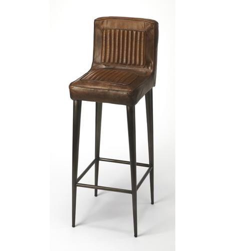 Industrial Chic Maxwell Leather 42 inch Brown Leather Barstool photo