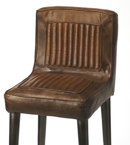 Industrial Chic Maxwell Leather 42 inch Brown Leather Barstool 4347344insb.jpg