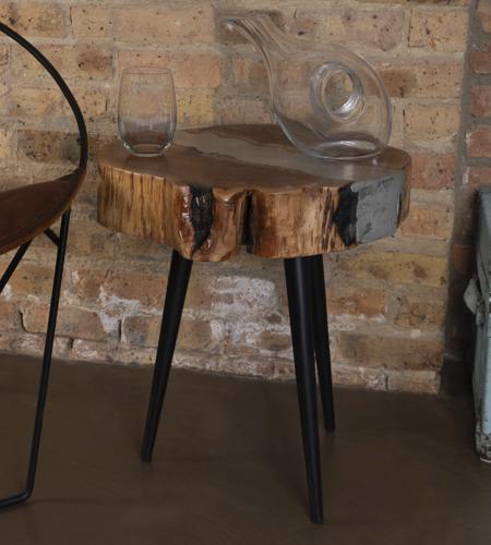 Bisbee Molten Aluminum & Wood 21 X 20 inch Industrial Chic Accent Table