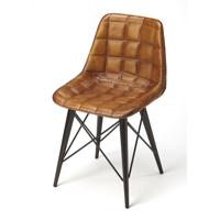 Industrial Chic Patty  Brown Leather Accent Chair photo thumbnail
