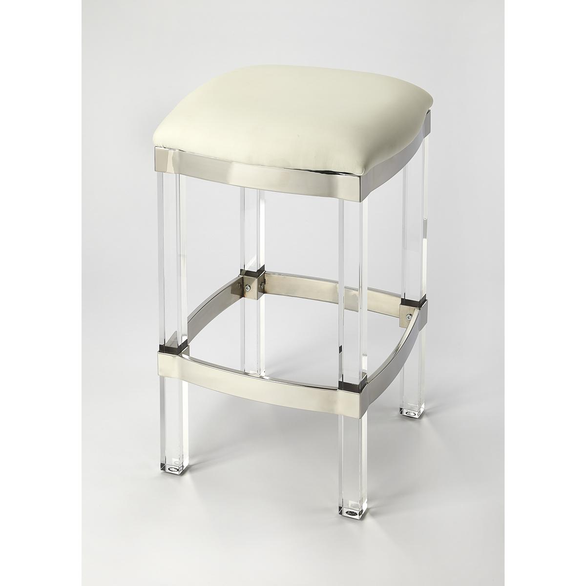 Butler 5322411 Butler Loft Jordan Acrylic  White Leather 24 inch White Leather Barstool