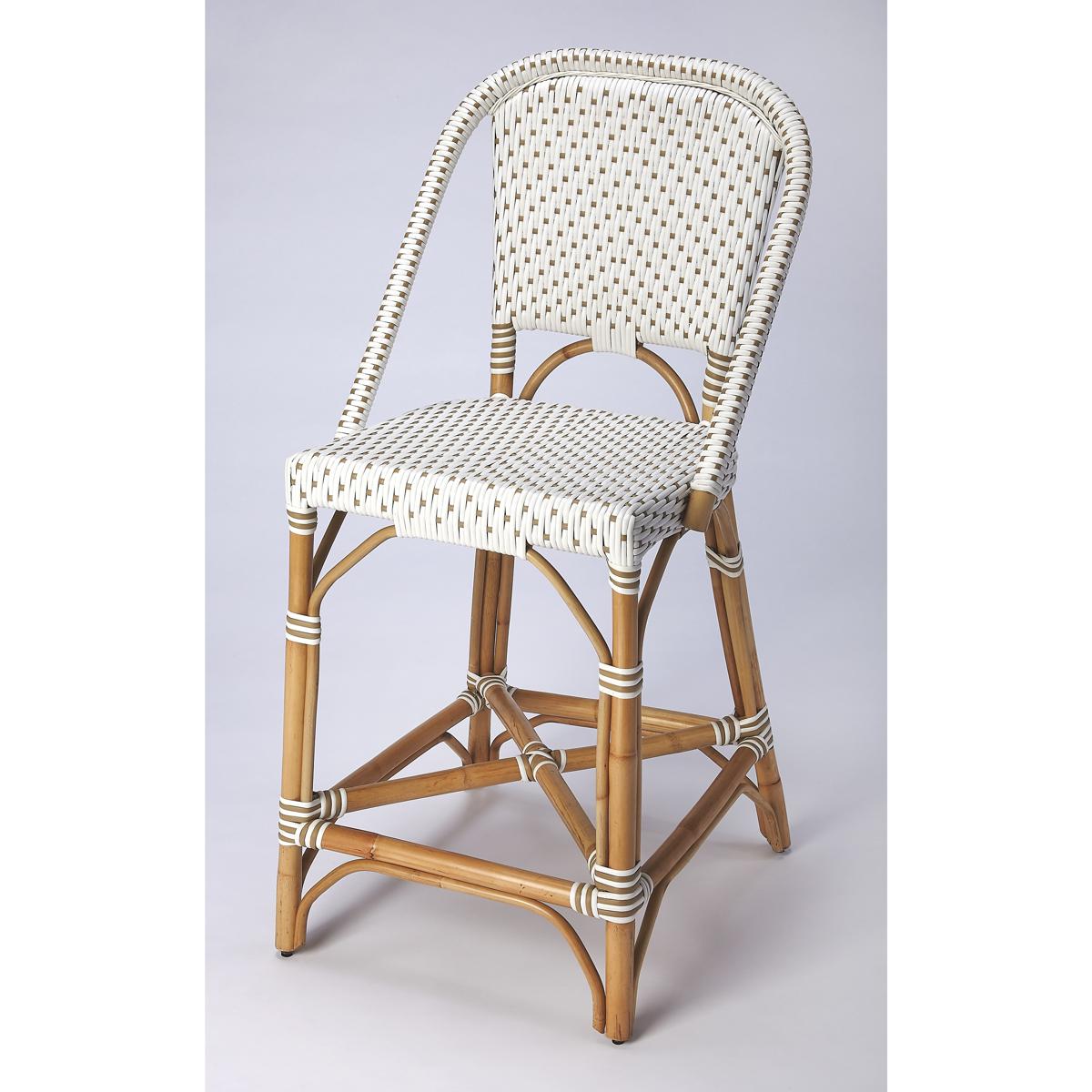 Butler 5399415 DesignerS Edge Solstice White   Tan Rattan 41 inch Barstool