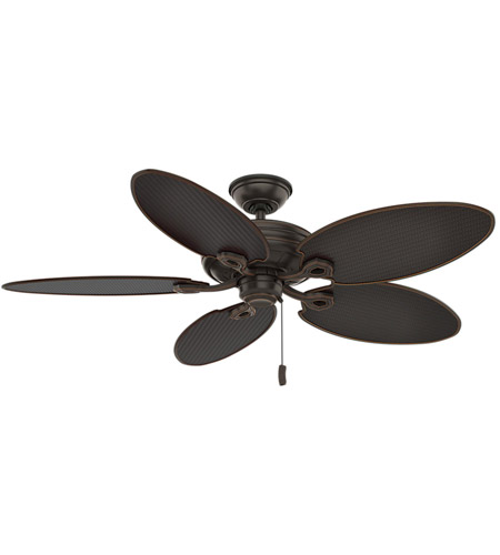 Casablanca 55073 Charthouse 54 Inch Onyx Bengal With Reversible Curacao Plastic Plastic Blades Outdoor Ceiling Fan