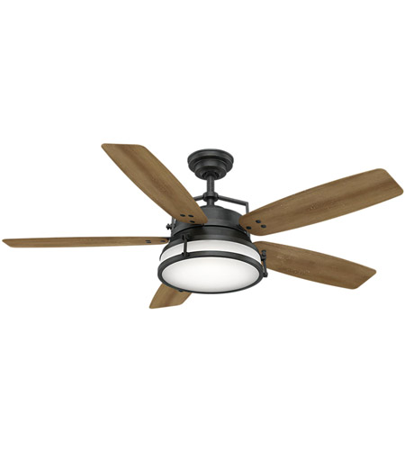 Casablanca 59359 Caneel Bay 56 Inch Aged Steel With Reversible White Washed Oak Plastic Blades Outdoor Ceiling Fan