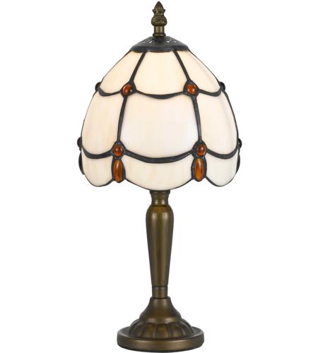 Cal Lighting BO-2384AC Tiffany 13 inch 40 watt Antique Brass Accent Table Lamp Portable Light
