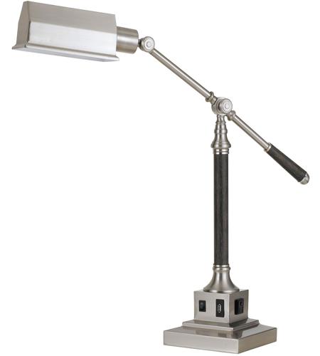 Cal Lighting BO-2687DK Angelton 36 inch 60 watt Brushed Steel and Wood Desk Lamp Portable Light