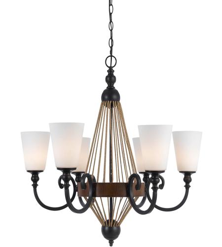 Cal Lighting FX-3563/6 Monticello 6 Light 30 inch Metal and Wood Chandelier Ceiling Light