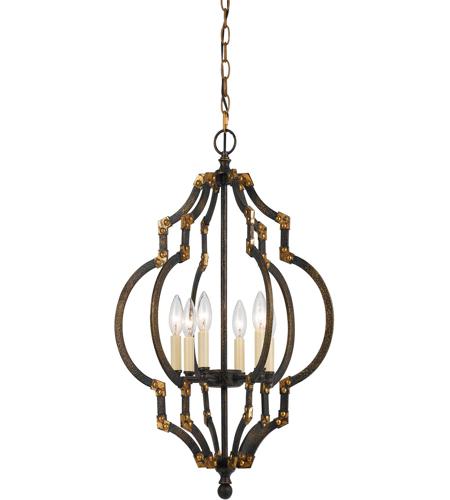 Cal Lighting FX-3593-6 Howell 6 Light 18 inch Iron and Antique Gold Pendant Ceiling Light photo