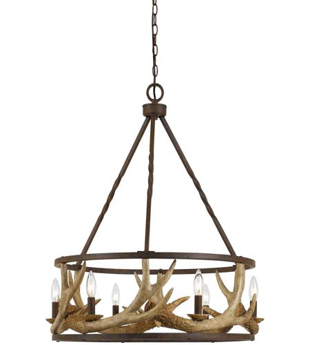 Cal Lighting Fx 3618 6 Antler 6 Light 26 Inch Rust Chandelier