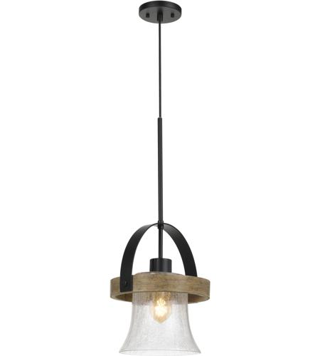 Cal Lighting FX-3662-1 Bell 1 Light 11 inch Black and Wood Chandelier Ceiling Light 