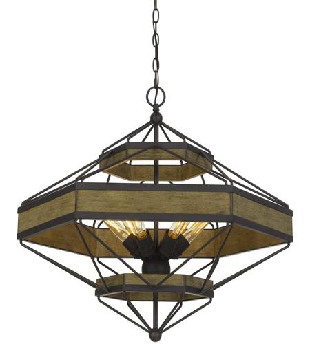 Cal Lighting Fx 3702 6 Alicante 6 Light 30 Inch Pine Wood And Black Chandelier Ceiling Light Hexagon Lantern