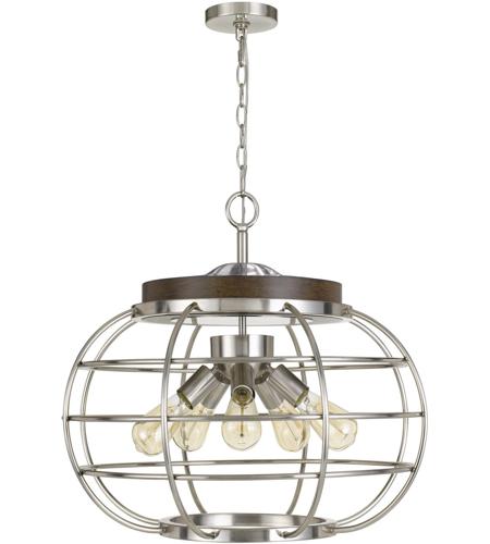 Cal Lighting FX-3719-5 Liberty 5 Light 25 inch Brushed Steel with Wood Chandelier Ceiling Light photo