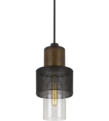 Cal Lighting FX-3726-1P Mckee 1 Light 8 inch Wood with Black Pendant Ceiling Light FX-3726-1P_LS1.JPG