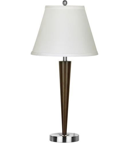 Cal Lighting LA-2025NS-2RBW Hotel 30 inch 60 watt Brushed Steel Wood Table Lamp Portable Light