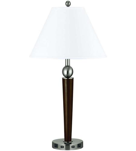 Cal Lighting LA-8005NS-6R-BS Hotel 29 inch 100 watt Espresso and Brushed Steel Night Stand Lamp Portable Light