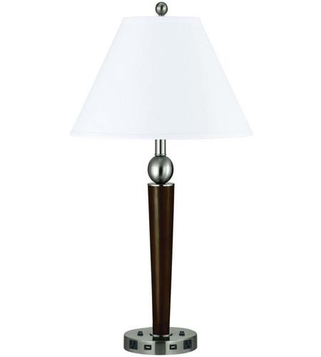 Cal Lighting LA-8005NS-7R-BS Hotel 29 inch 60 watt Espresso and Brushed Steel Night Stand Lamp Portable Light
