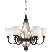 Cal Lighting FX-3563/6 Monticello 6 Light 30 inch Metal and Wood Chandelier Ceiling Light thumb