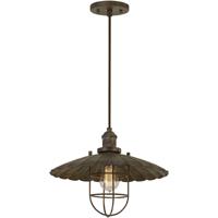 13.50 inches Cal Lighting FX-3725-1P Transitional One Light Pendant from Olive Collection in Bronze Rust Dark Finish 