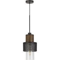 Cal Lighting FX-3726-1P Mckee 1 Light 8 inch Wood with Black Pendant Ceiling Light thumb