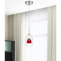 Cal Lighting UP-128-CL-REDFR Double Glass LED 4 inch Frosted Red Mini Pendant Ceiling Light UP-128-CL-REDFR_LS.jpg thumb