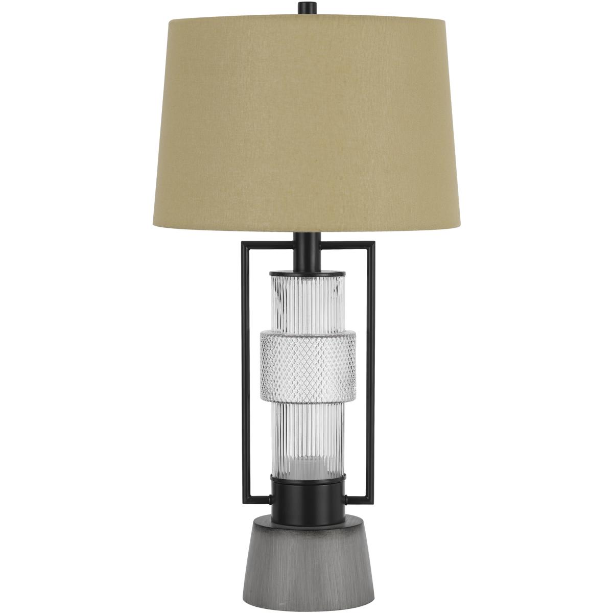Cal Lighting BO-3134TB Vallda 31 inch 100.00 watt Matte Black and Cement Table Lamp Portable Light, Lantern Style