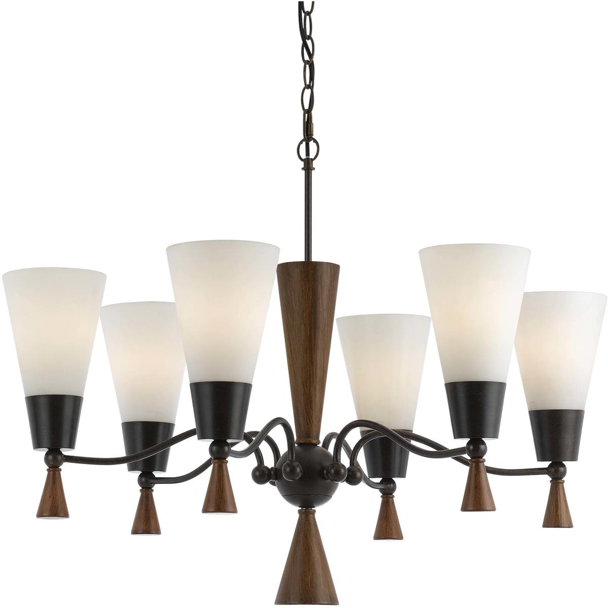 Cal Lighting FX-3528/6 Verona 6 Light 29 inch Mahogany Chandelier Ceiling Light