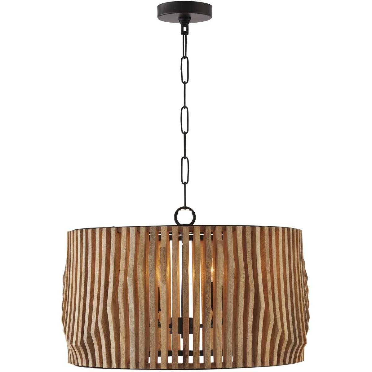 Capital Lighting 344642WK Archer 4 Light 24 inch Light Wood and Matte Black Pendant Ceiling Light