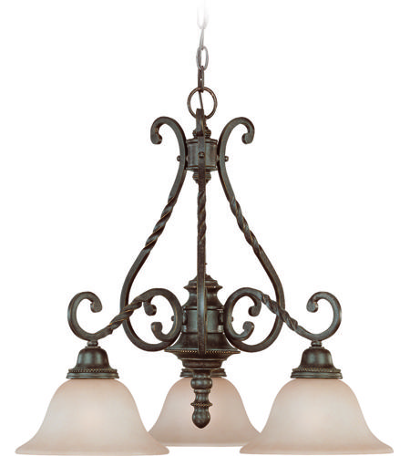 Craftmade 22433-ET Sutherland 3 Light 26 inch English Toffee Down Chandelier Ceiling Light in Light Umber Etched