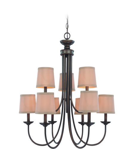 Craftmade 26129-BZ Spencer 9 Light 27 inch Bronze Chandelier Ceiling Light in Tea-Stained Glass, Shades Sold Separately photo