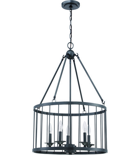 Craftmade 39435-BKI Villa 5 Light 22 inch Black Iron Pendant Ceiling Light, Cage