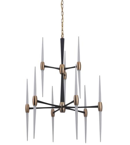 Craftmade 42629-FBSB-LED Spire LED 29 inch Flat Black and Satin Brass Chandelier Ceiling Light