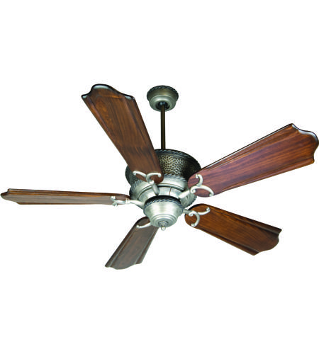 Riata 56 Inch Antique Nickel With Classic Ebony Blades Ceiling Fan Kit In Pewter Light Kit Sold Separately Custom Carved Classic Ebony