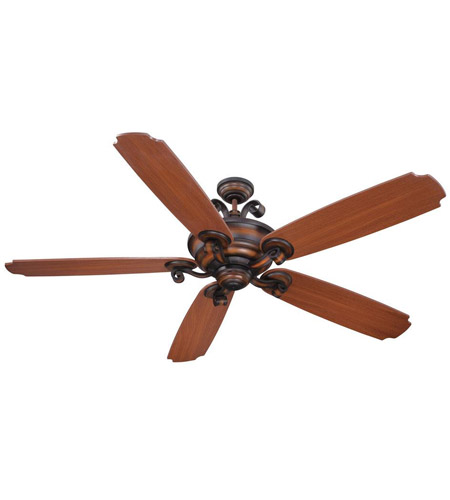 Seville Espana 68 Inch Spanish Bronze With Walnut Blades Ceiling Fan Kit In Custom Carved Seville Walnut