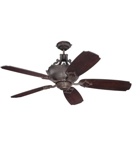 Craftmade K11064 Wellington Xl 56 inch Aged Bronze Textured with Walnut Blades Ceiling Fan Kit in Incandescent, Custom Carved Seville Walnut