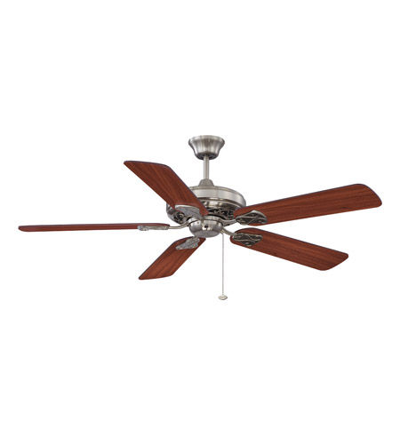 Majestic 52 Inch Brushed Polished Nickel With Reversible Teak And Dark Cherry Blades Ceiling Fan