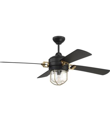 Nola 52 Inch Flat Black And Satin Brass With Flat Black Blades Ceiling Fan