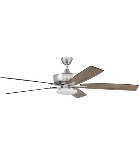 Craftmade S112BNK5-60DWGWN Super Pro 112 60 inch Brushed Polished Nickel with Driftwood/Grey Walnut Blades Contractor Ceiling Fan, Slim