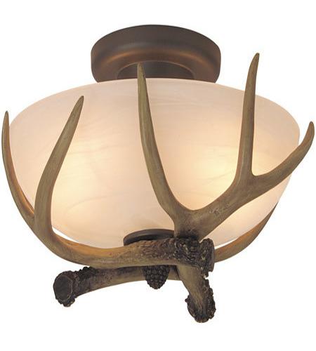 Antler 2 Light 12 Inch European Bronze Semi Flushmount Ceiling Light