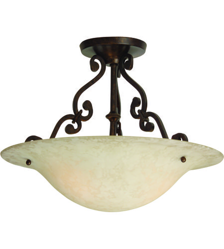 Toscana 3 Light 16 Inch Aged Bronze Semi Flushmount Ceiling Light