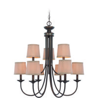 Craftmade 26129-BZ Spencer 9 Light 27 inch Bronze Chandelier Ceiling Light in Tea-Stained Glass, Shades Sold Separately photo thumbnail