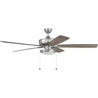 Craftmade S119BNK5-60DWGWN Super Pro 119 60 inch Brushed Polished Nickel with Driftwood/Grey Walnut Blades Contractor Ceiling Fan, Pan thumb