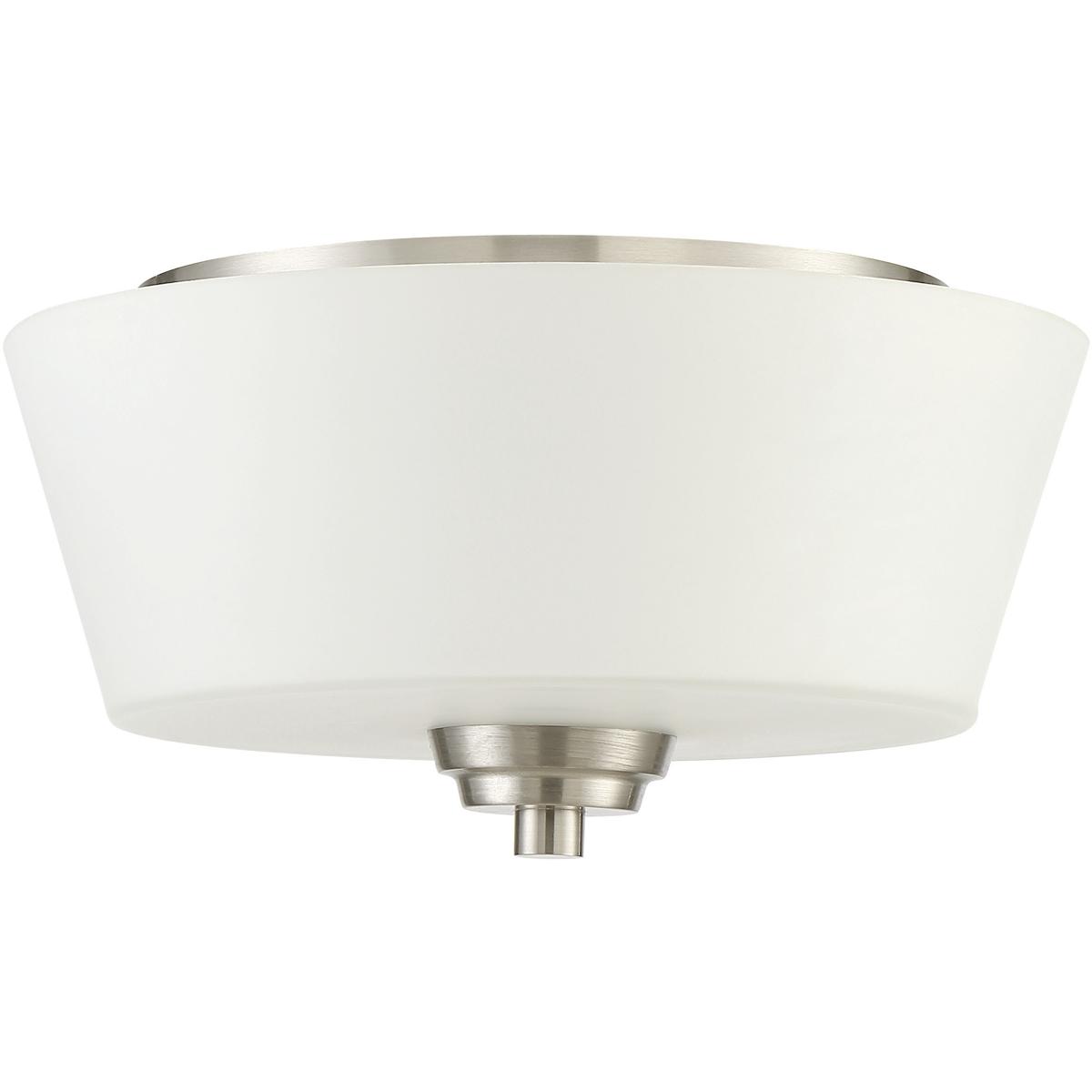 Craftmade 41982-BNK Neighborhood Grace 2 Light 13 inch Brushed Polished Nickel Flushmount Ceiling Light in Frost White, Jeremiah