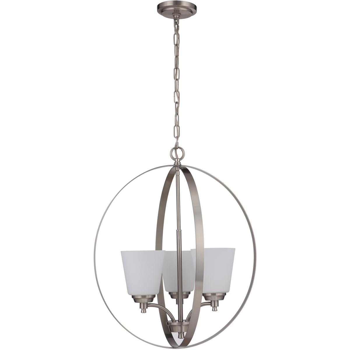 Craftmade 50233-BNK-WG Neighborhood Tyler 3 Light 21 inch Brushed Polished Nickel Foyer Light Ceiling Light in White Glass, Neighborhood Collection