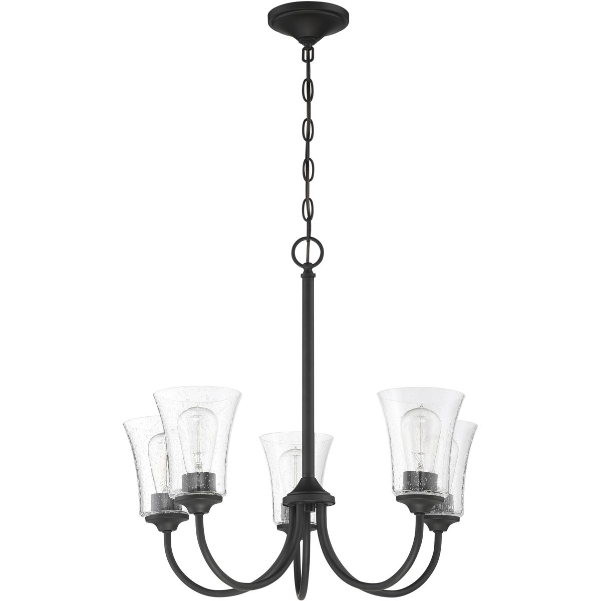 Craftmade 50425-FB Neighborhood Gwyneth 5 Light 23 inch Flat Black Chandelier Ceiling Light in Clear Seeded, Neighborhood Collection