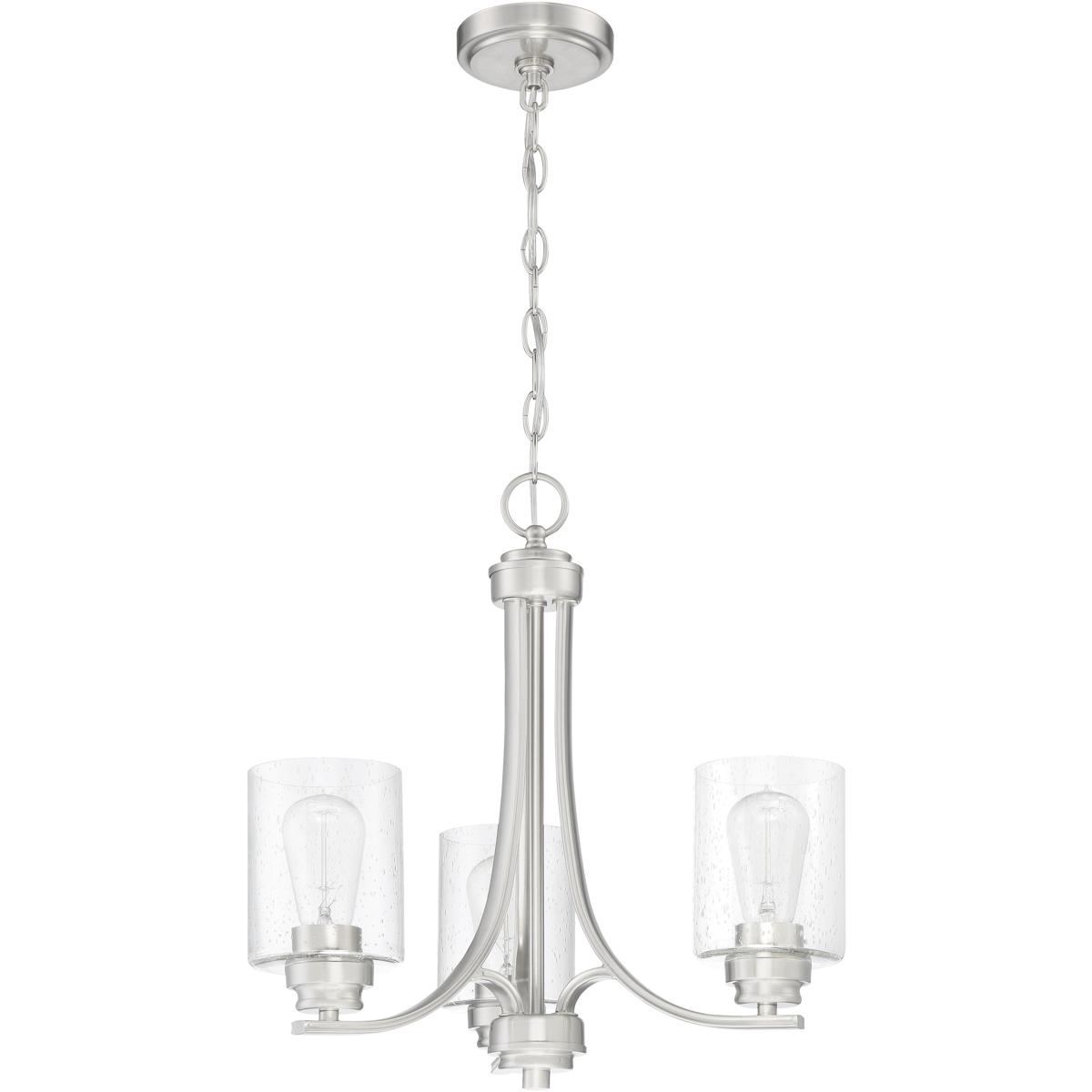 Craftmade 50523-BNK Neighborhood Bolden 3 Light 18 inch Brushed Polished Nickel Chandelier Ceiling Light in Clear Seeded, Neighborhood Collection