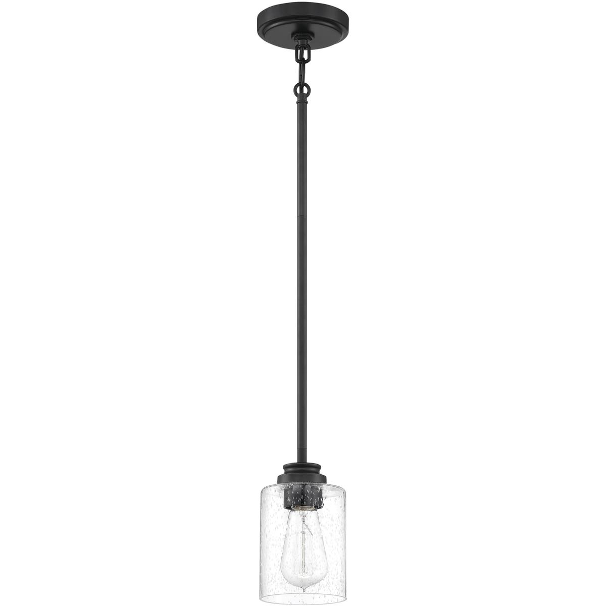Craftmade 50591-FB Neighborhood Bolden 1 Light 5 inch Flat Black Mini Pendant Ceiling Light in Clear Seeded, Neighborhood Collection