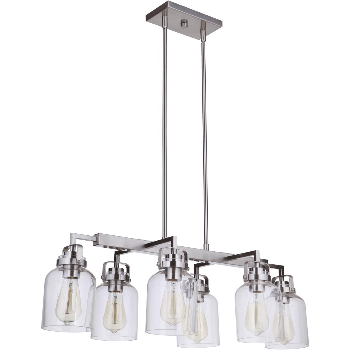Craftmade 53676-BNK Foxwood 6 Light 32.63 inch Brushed Polished Nickel Island Light Ceiling Light